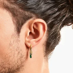 New Créole individuelle à breloque en malachite verte, plaquée or Femme Créoles|Clous D’oreilles & Créoles