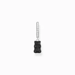 Flash Sale Créole individuelle à breloque Ours d’Or noire et pierres, argent Femme Créoles|Créoles