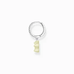 Discount Créole individuelle à breloque Ours d’or blanc et pierres, argent Femme Créoles|Argent 925