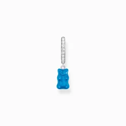 Cheap Créole individuelle à breloque Ours d’or bleu et pierres, argent Femme Créoles|Créoles