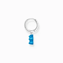 Cheap Créole individuelle à breloque Ours d’or bleu et pierres, argent Femme Créoles|Créoles
