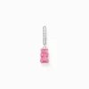 New Créole individuelle à breloque Ours d’Or rose et pierres, argent Femme Créoles|Argent 925
