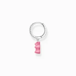 New Créole individuelle à breloque Ours d’Or rose et pierres, argent Femme Créoles|Argent 925