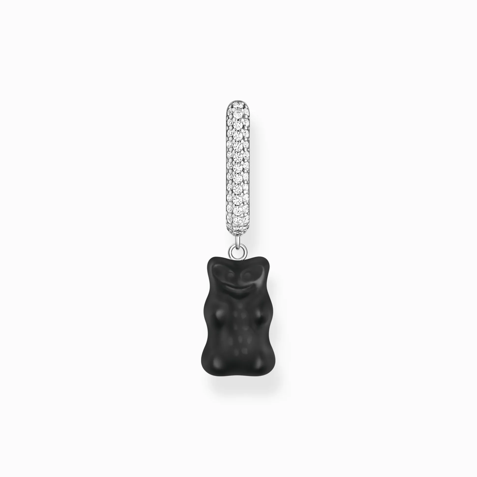 Cheap Créole individuelle à breloque Ours d’Or noir en version moyenne et pierres, argent Femme Créoles|Créoles