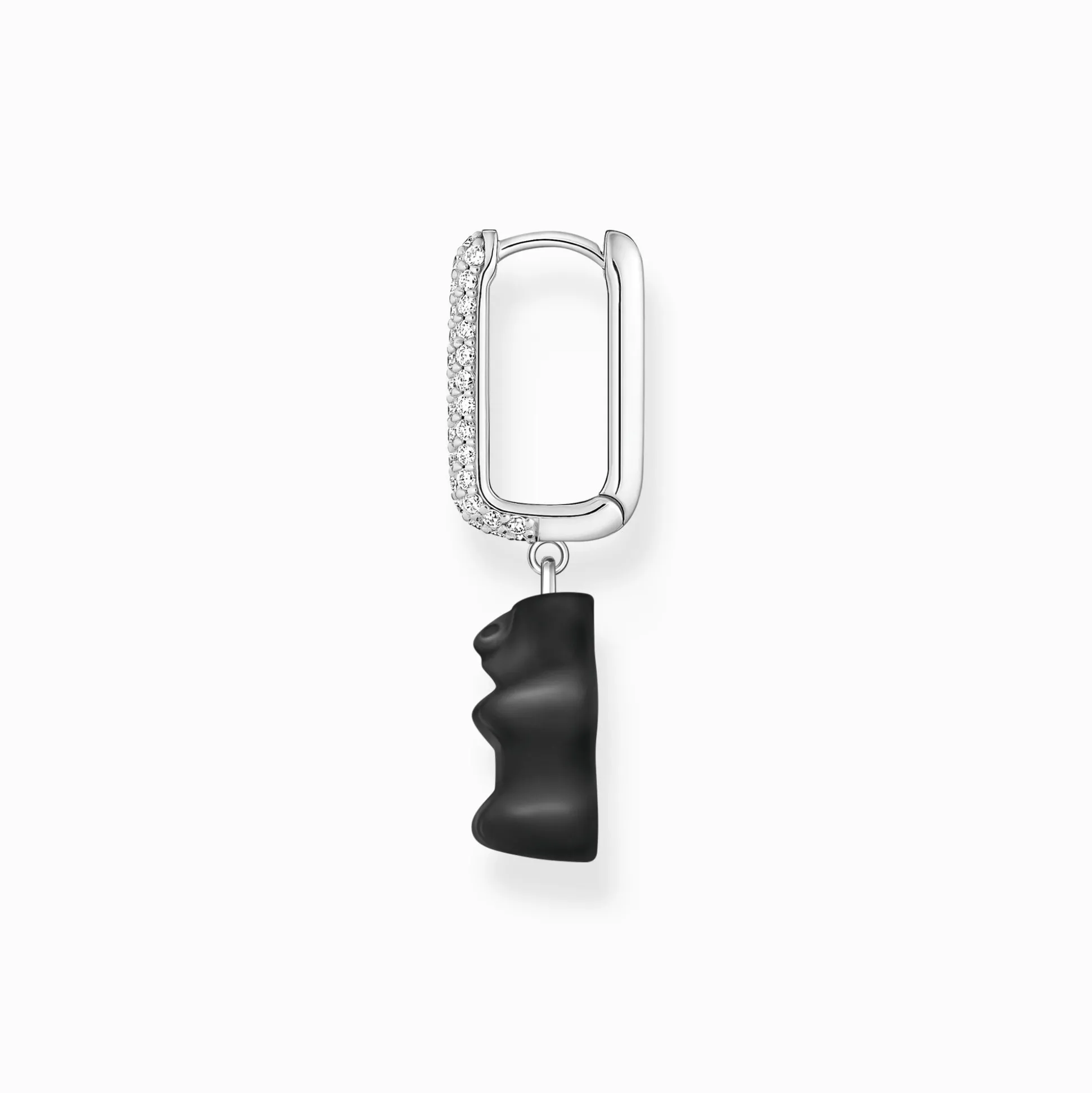 Cheap Créole individuelle à breloque Ours d’Or noir en version moyenne et pierres, argent Femme Créoles|Créoles