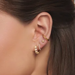 Hot Créole unique blanche pierres or Femme Créoles