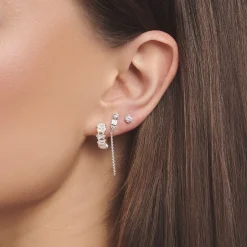 Best Créole unique pierres blanches argent Femme Créoles