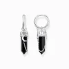 Clearance Créoles à breloque en onyx et chaîne argent noirci Femme Créoles