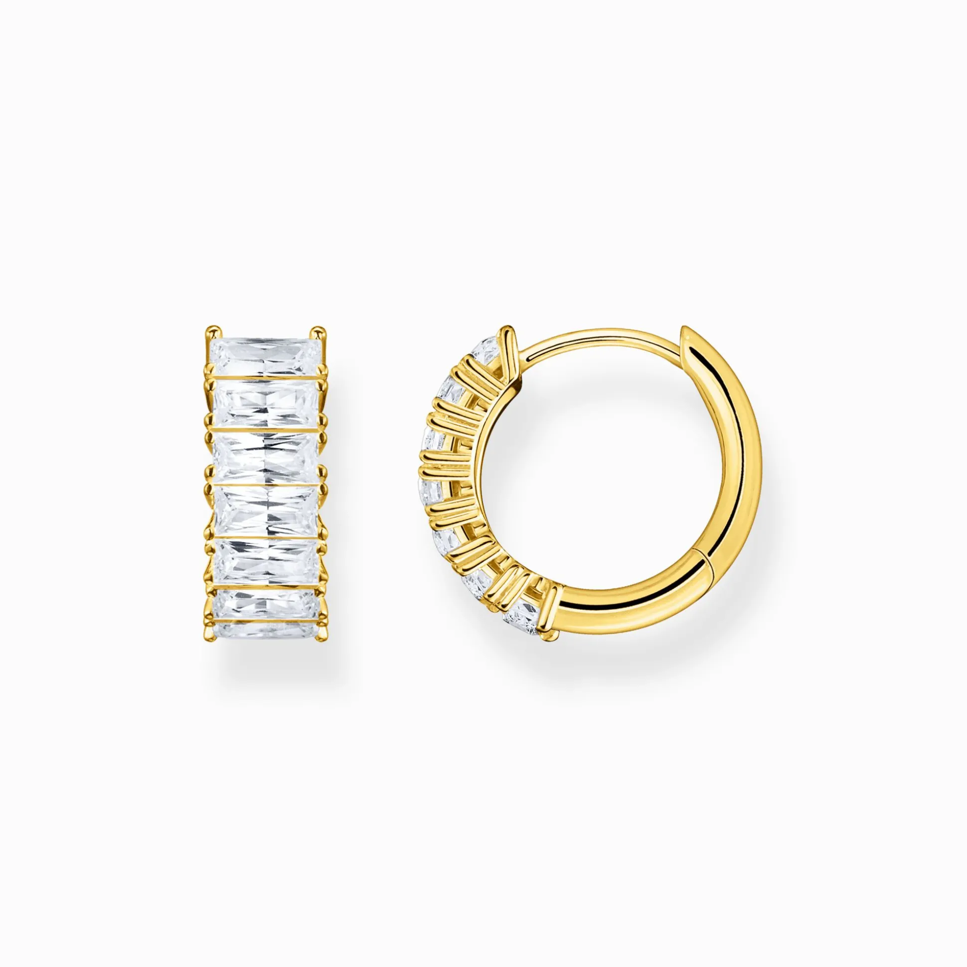 Fashion Créoles avec pierres blanches pavé plaqué or Femme Créoles