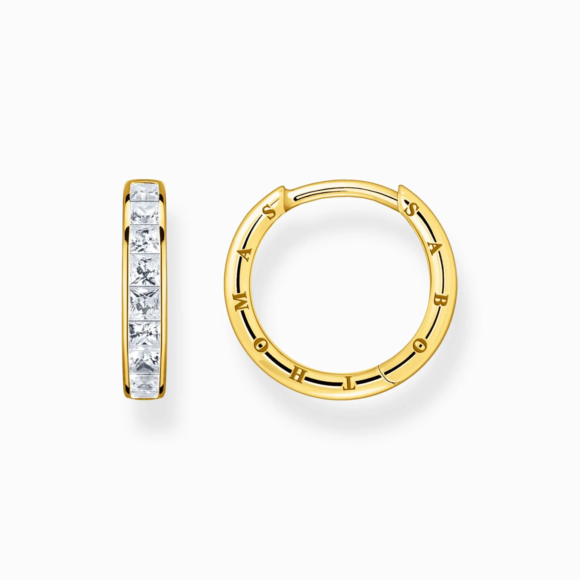Outlet Créoles avec pierres blanches pavé plaqué or Femme Créoles
