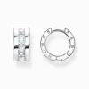 Cheap Créoles avec pierres blanches pavé argent Femme Créoles