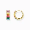 Best Sale Créoles avec pierres multicolore pavé plaqué or Femme Créoles