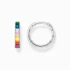 Hot Créoles avec pierres multicolore pavé argent Femme Créoles|Argent 925