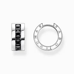Cheap Créoles avec pierres noires pavé argent Femme Créoles