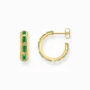 Flash Sale Créoles écailles de crocodile dorées ornée de gemmes vert émeraude Femme Créoles|Placage Or 18 Carats - Argent 925