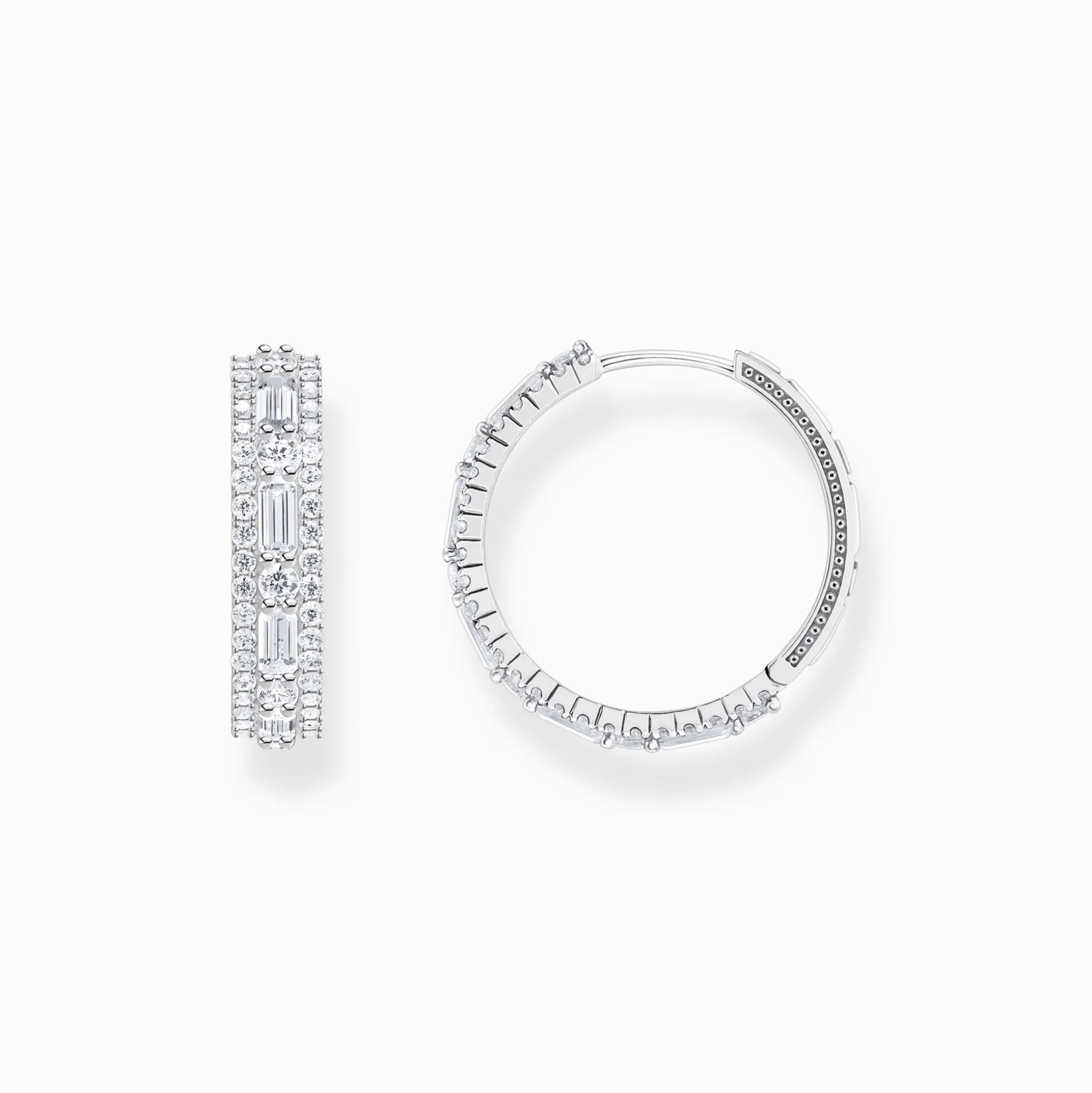 Best Sale Créoles en argent avec pierres blanches Femme Créoles|Argent 925