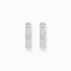 Best Sale Créoles en argent avec pierres blanches Femme Créoles|Argent 925