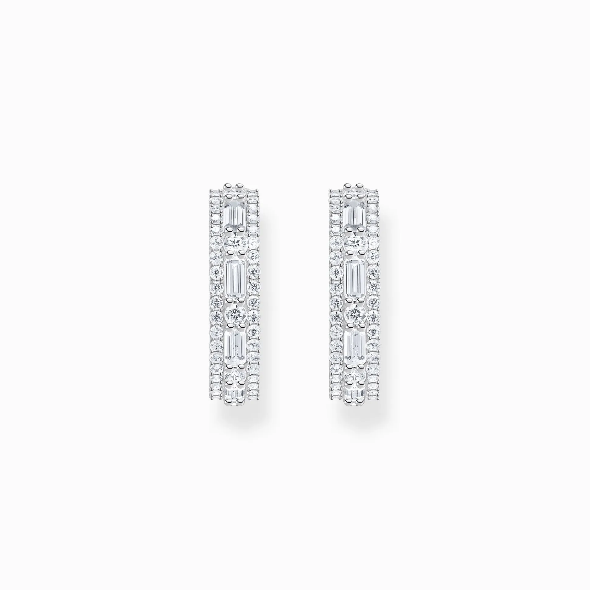 Best Sale Créoles en argent avec pierres blanches Femme Créoles|Argent 925