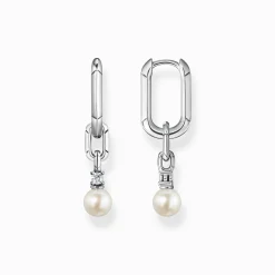 Shop Créoles liens et perles argent Femme Boucles D'oreilles|Créoles