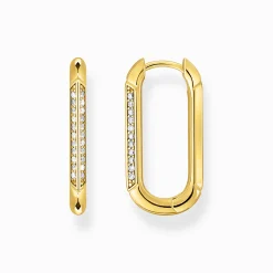 Cheap Créoles maillon avec des zircons plaquées or Femme Créoles|Placage Or 18 Carats - Argent 925
