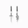 Clearance Créoles noirci serpent et épée Clous D’oreilles & Créoles|Argent 925
