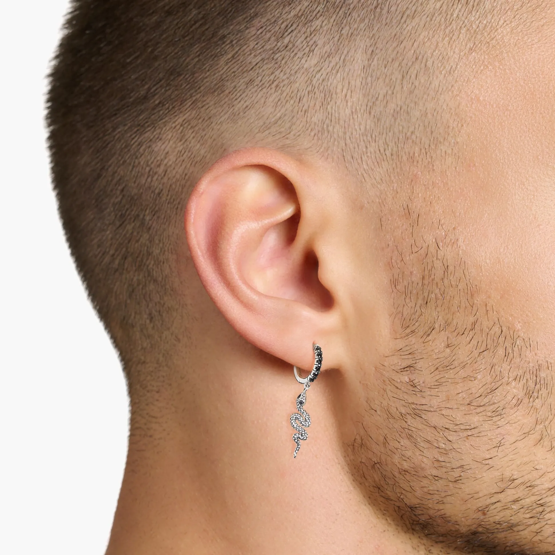 Clearance Créoles noirci serpent et épée Clous D’oreilles & Créoles|Argent 925