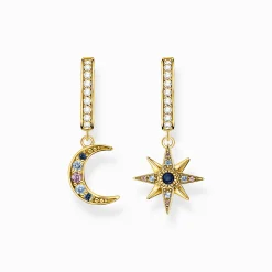 Sale Créoles Royalty étoile & lune or Femme Créoles|Placage Or 18 Carats - Argent 925