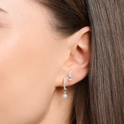 Cheap Créoleunique avec pendentif perles argent Femme Boucles D'oreilles|Créoles