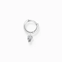 Cheap Créoleunique avec pendentif tête de mort argent Femme Créoles
