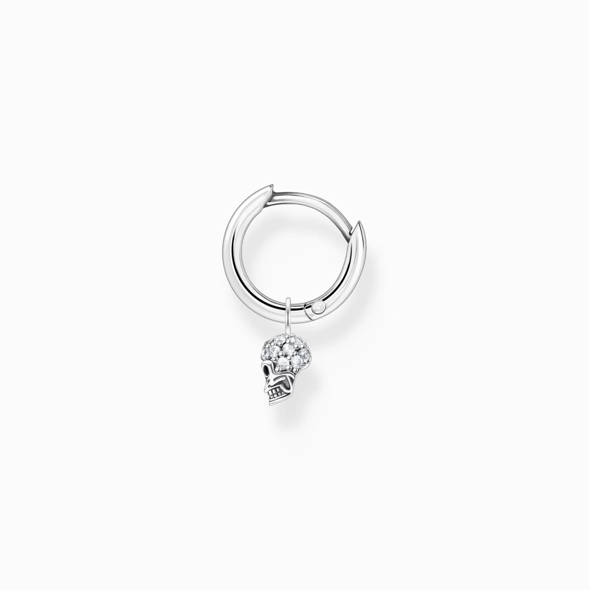 Cheap Créoleunique avec pendentif tête de mort argent Femme Créoles