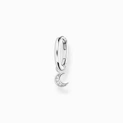 Clearance Créoleunique avec pendentif lune argent Femme Créoles