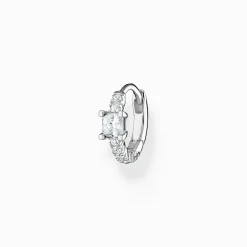Online Créoleunique avec pierres blanches argent Femme Créoles