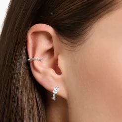Online Créoleunique avec pierres blanches argent Femme Créoles