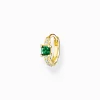 Sale Créoleunique avec pierres verte et blanches plaqué or Femme Créoles|Placage Or 18 Carats - Argent 925