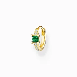 Sale Créoleunique avec pierres verte et blanches plaqué or Femme Créoles|Placage Or 18 Carats - Argent 925