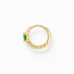 Sale Créoleunique avec pierres verte et blanches plaqué or Femme Créoles|Placage Or 18 Carats - Argent 925