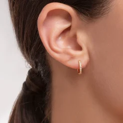 Best Sale Créoleunique blanche pierres or Femme Créoles|Placage Or 18 Carats - Argent 925