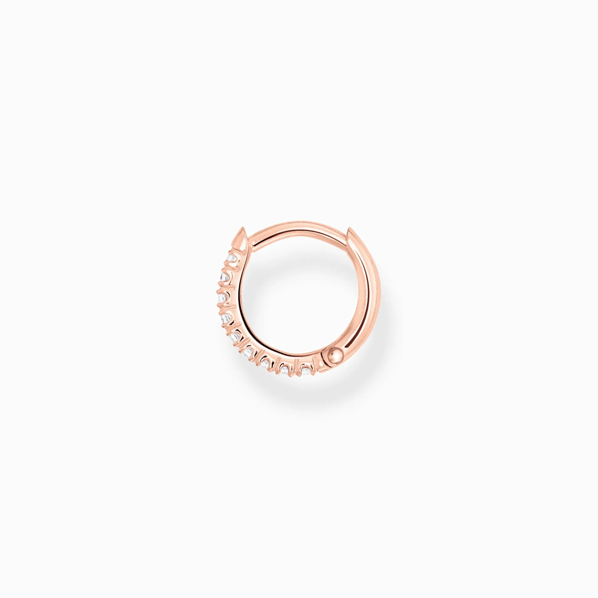 Hot Créoleunique blanche pierres or rose Femme Créoles|Placage Or Rose 18 Carats - Argent 925