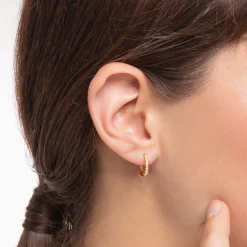 Cheap Créoleunique blanche pierres or Femme Créoles|Placage Or 18 Carats - Argent 925