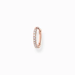 Outlet Créoleunique blanche pierres or rose Femme Créoles|Placage Or Rose 18 Carats - Argent 925