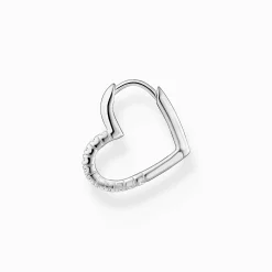 Flash Sale Créoleunique coeur avec pierres blanches argent Femme Créoles|Argent 925