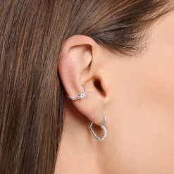 Flash Sale Créoleunique coeur avec pierres blanches argent Femme Créoles|Argent 925