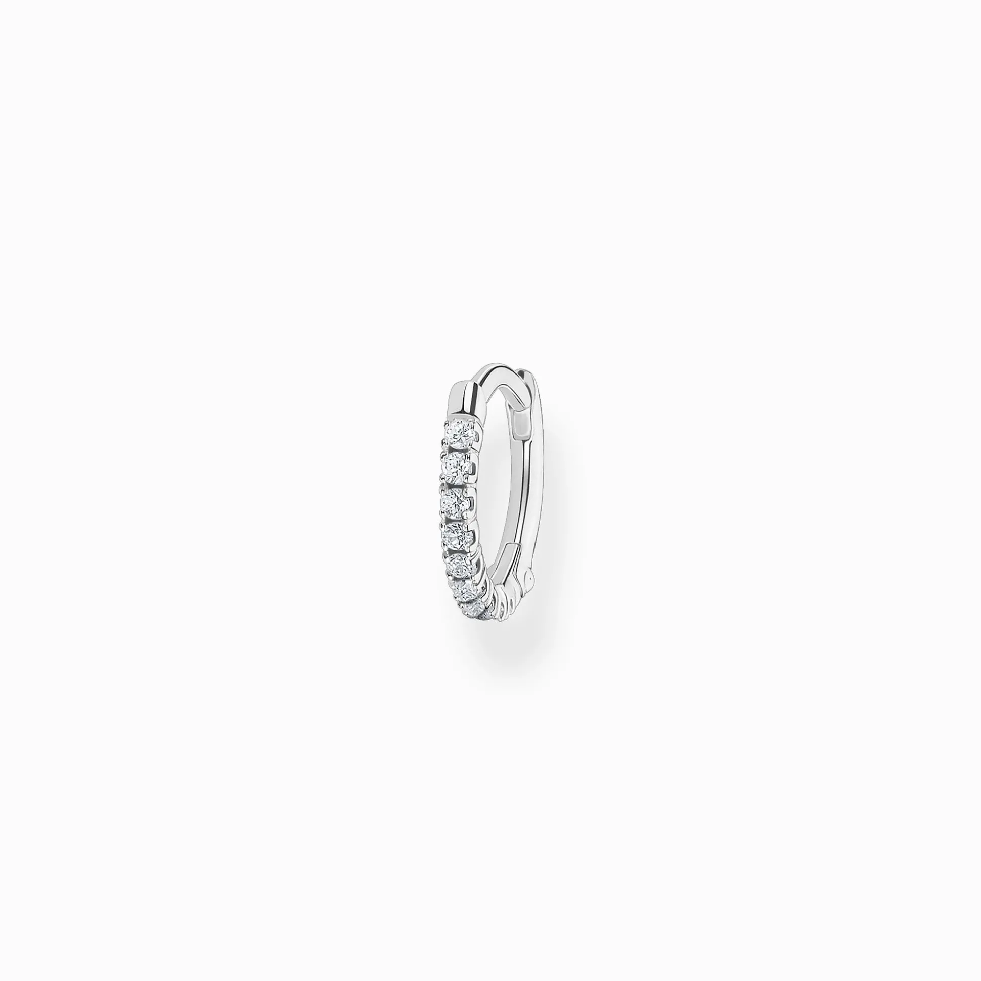 Hot Créoleunique pierres blanches argent Femme Créoles