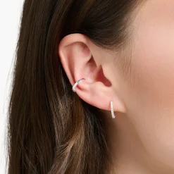 Online Créoleunique pierres blanches argent Femme Créoles