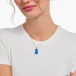 Outlet Grande breloque Ours d’or bleu avec pierres, argent Femme Pendentifs|Pendentifs
