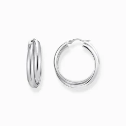 Shop Grandes boucles d'oreilles en argent à motif entrelacé Femme Créoles