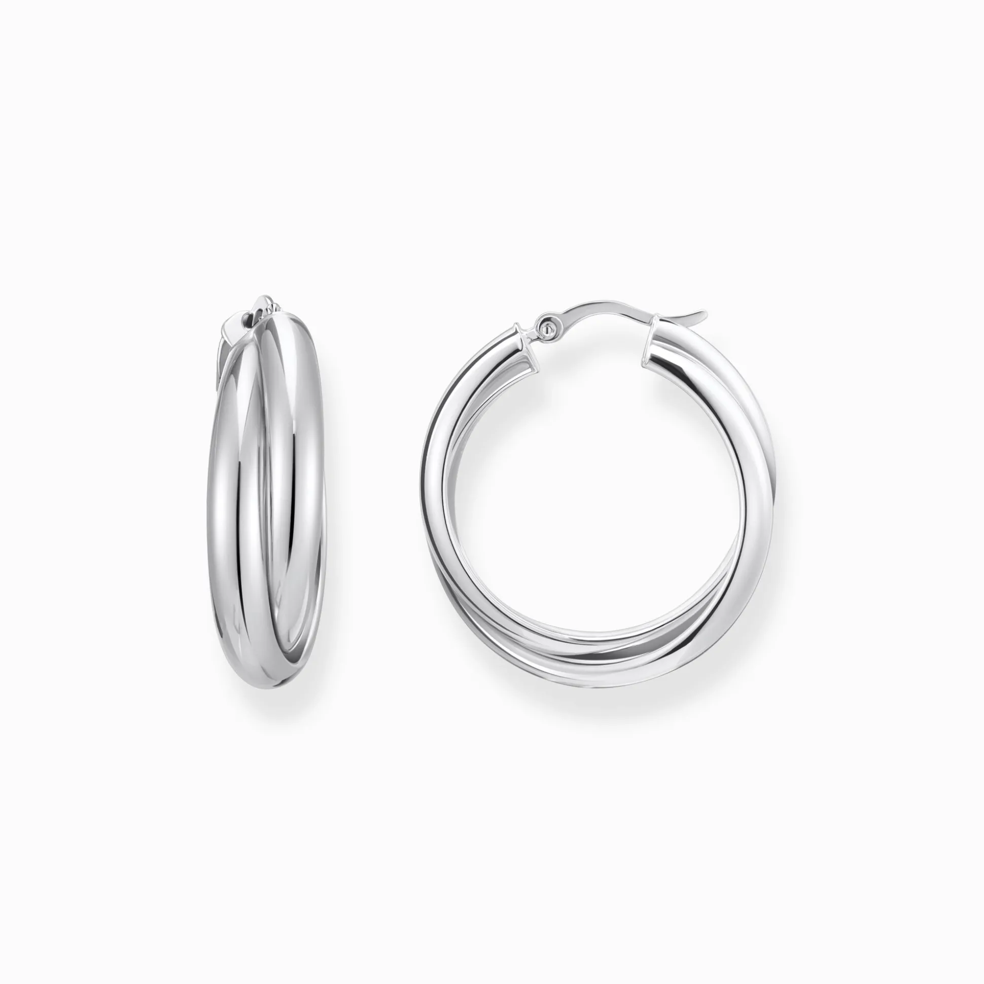 Shop Grandes boucles d'oreilles en argent à motif entrelacé Femme Créoles