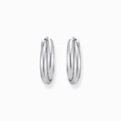 Shop Grandes boucles d'oreilles en argent à motif entrelacé Femme Créoles