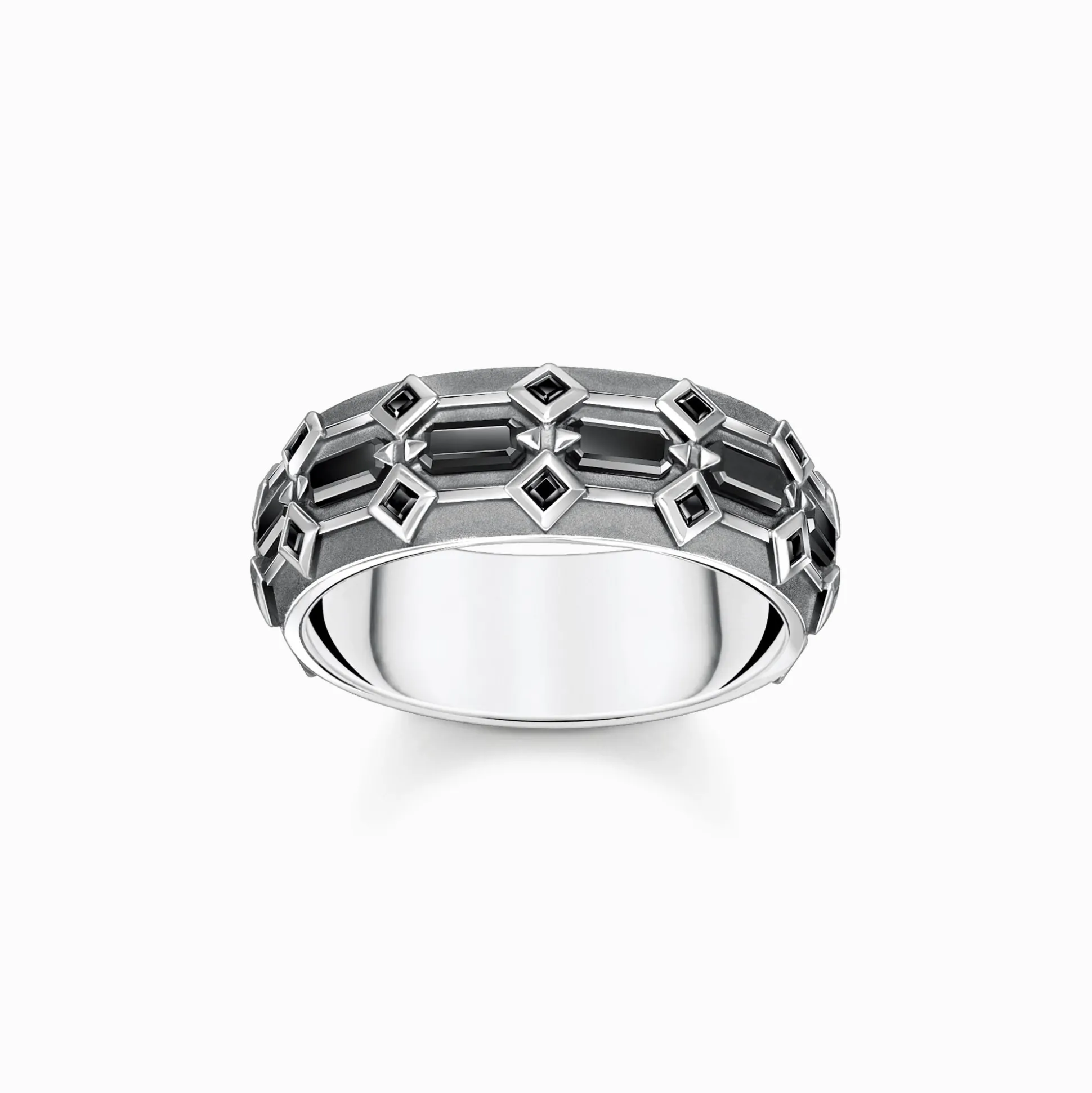 Cheap Large bague écailles de crocodile, argent noirci et gemmes noires Femme Bagues|Bagues