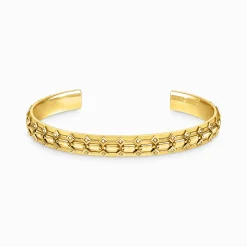 Outlet Large bracelet rigide doré écailles de crocodile Femme Joncs Et Manchettes|Placage Or 18 Carats - Argent 925